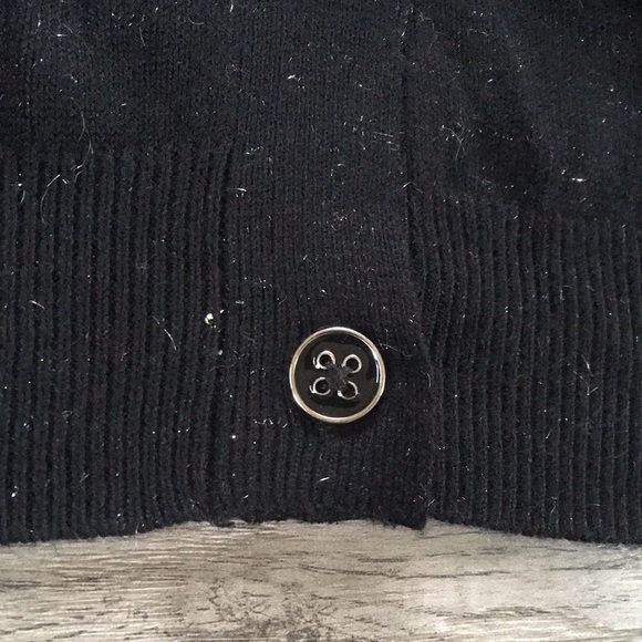 Nicole Miller - Button Front Cardigan - Black with Silver Metallic Yarn - Picture 4 of 6